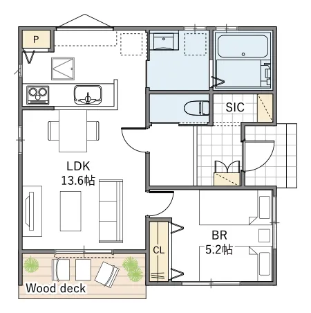 平屋間取り 14坪 | 1LDK | 東玄関