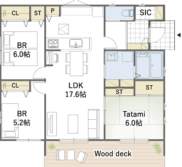 平屋間取り 24坪 | 3LDK | 東玄関