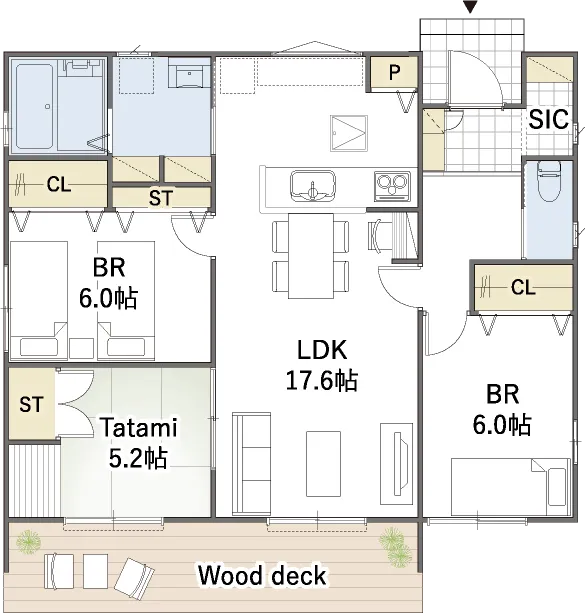 平屋間取り 24坪 | 3LDK | 北東玄関