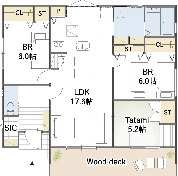 平屋間取り 24坪 | 3LDK | 南西玄関