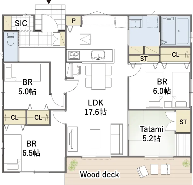 平屋間取り 27坪 | 4LDK | 北西玄関